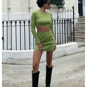 Princess polly Mia Green Sweater & Skirt Knit Set S/M